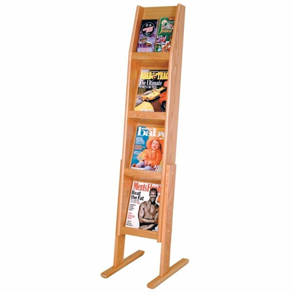 Vertex 4 x 2 in. Slope 8 Pocket Standing Literature Display - Light Oak VE3959186